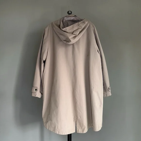 Coldwater Creek Hooded Raincoat Trench Coat Women’s L (14–16) Beige Tan Lined - Picture 2 of 16
